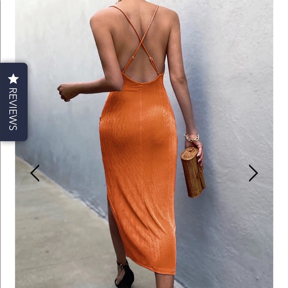 Sexy orange slinky dress - Picture 3 of 5